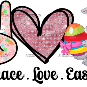 Peace Love Easter Pink Heart DTF Transfer
