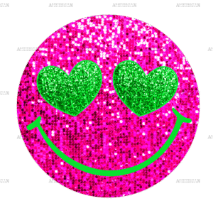 Pink Sequins Smiley DTF Transfer