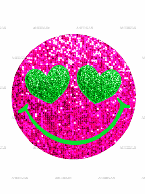 Pink Sequins Smiley DTF Transfer