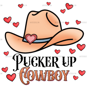 Pucker Up Cowboy Hearts DTF Transfer