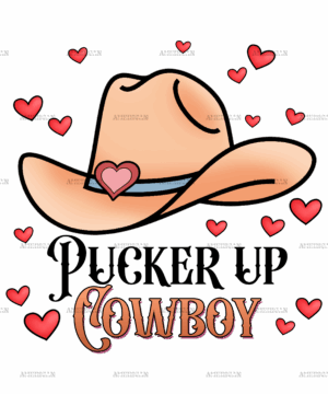 Pucker Up Cowboy Hearts DTF Transfer