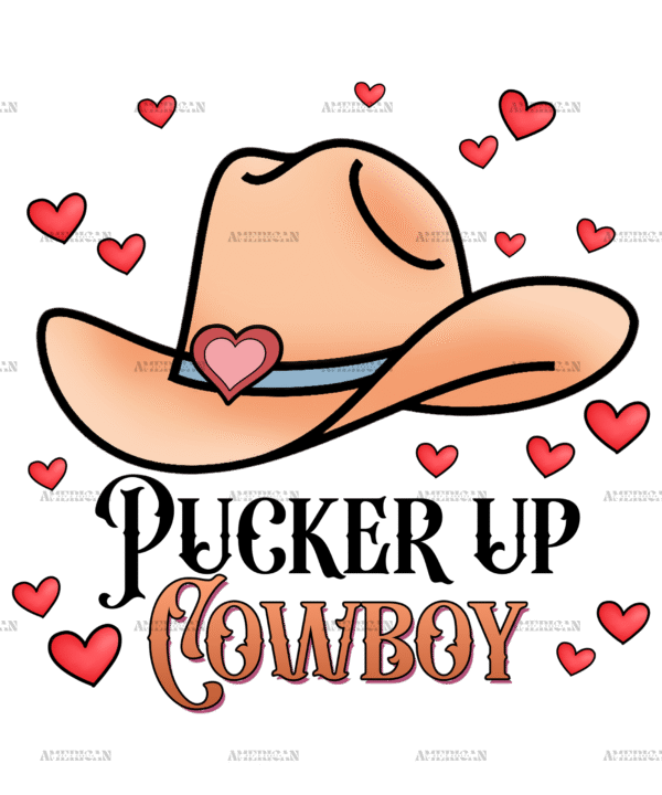 Pucker Up Cowboy Hearts DTF Transfer