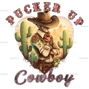 Pucker Up Cowboy Western Valentine DTF Transfer