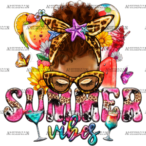 Summer Vibes Messy Bun DTF Transfer
