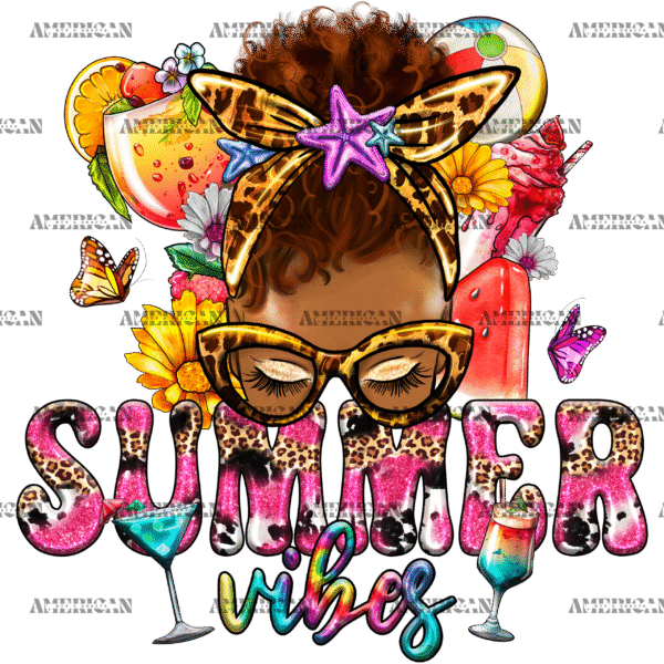 Summer Vibes Messy Bun DTF Transfer