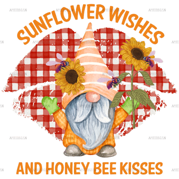 Sunflower Wishes Honey Bee Kisses DTF Transfer