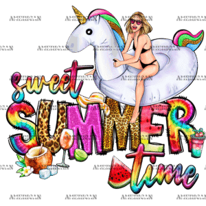 Sweet Summer Time Unicorn DTF Transfer