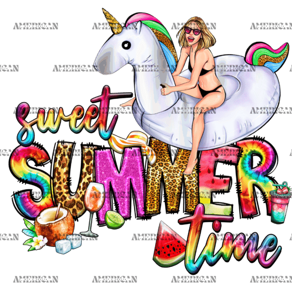 Sweet Summer Time Unicorn DTF Transfer
