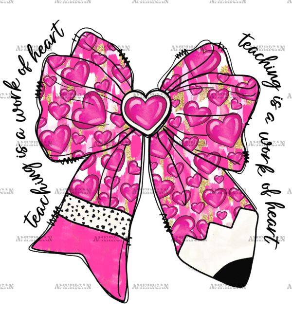 Teacher Pencil Bow DTF Transfer