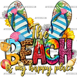 The Beach Is My Happy Place Flip Flop DTF Transfer