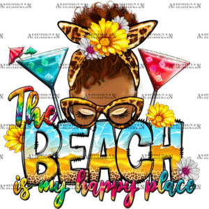 The Beach Is My Happy Place Messy Bun DTF Transfer