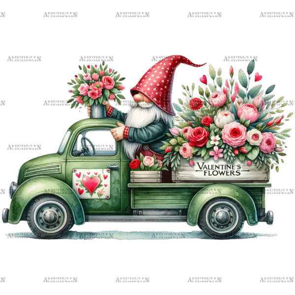 Valentine Gnomie Truck-1 DTF Transfer