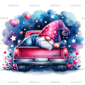 Valentine Gnomie Truck-10 DTF Transfer