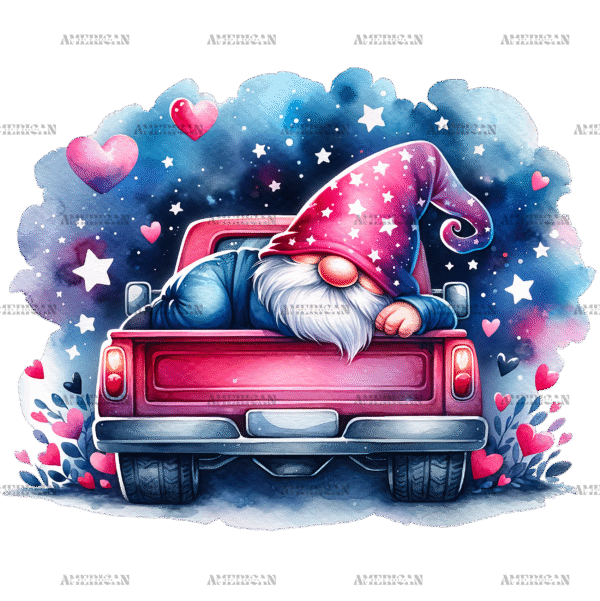 Valentine Gnomie Truck-10 DTF Transfer