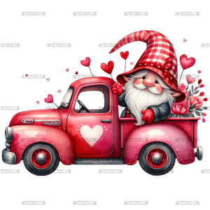 Valentine Gnomie Truck-11 DTF Transfer