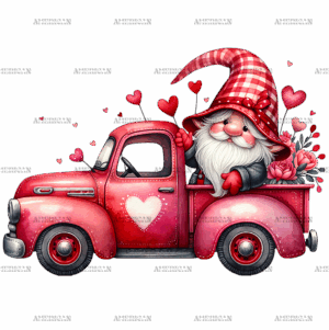 Valentine Gnomie Truck-11 DTF Transfer