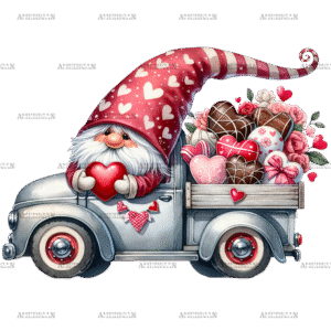 Valentine Gnomie Truck-12 DTF Transfer