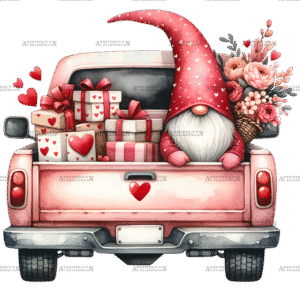 Valentine Gnomie Truck-2 DTF Transfer