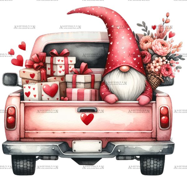 Valentine Gnomie Truck-2 DTF Transfer