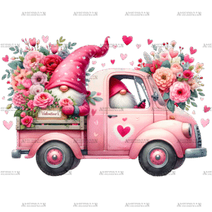Valentine Gnomie Truck-3 DTF Transfer