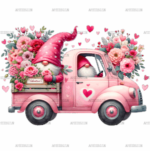 Valentine Gnomie Truck-3 DTF Transfer