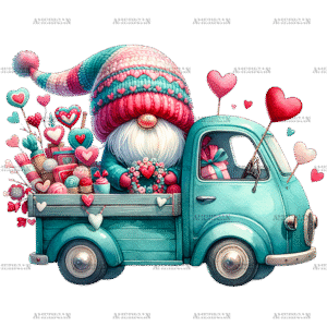 Valentine Gnomie Truck-4 DTF Transfer