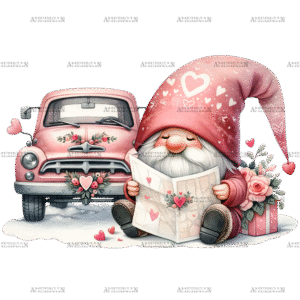 Valentine Gnomie Truck-5 DTF Transfer