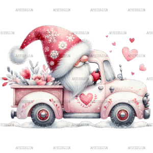 Valentine Gnomie Truck-7 DTF Transfer