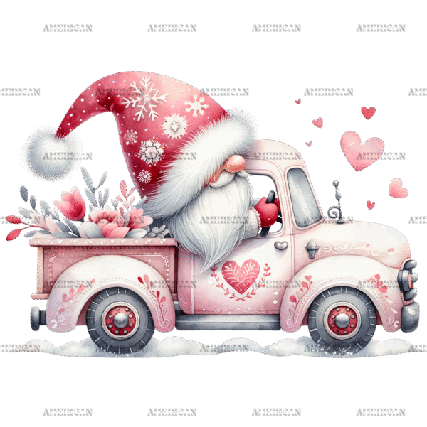 Valentine Gnomie Truck-7 DTF Transfer