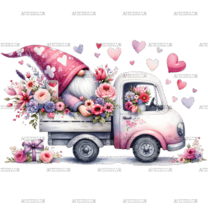 Valentine Gnomie Truck-8 DTF Transfer
