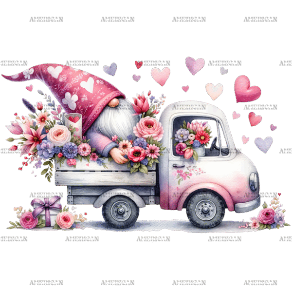 Valentine Gnomie Truck-8 DTF Transfer
