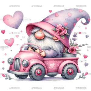 Valentine Gnomie Truck-9 DTF Transfer