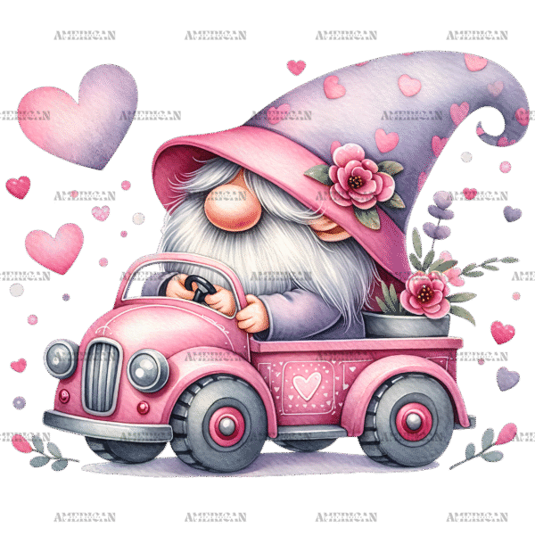 Valentine Gnomie Truck-9 DTF Transfer