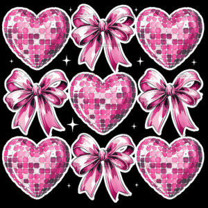 Valentine Heart Bows-1 DTF Transfer