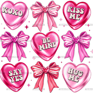 Valentine Heart Bows-3 DTF Transfer