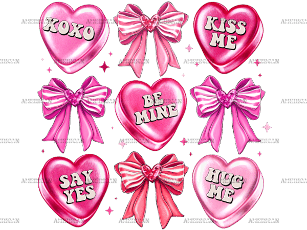 Valentine Heart Bows-3 DTF Transfer