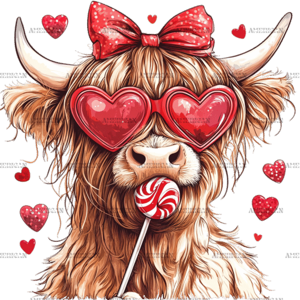 Valentine Highland Cow-1 DTF Transfer