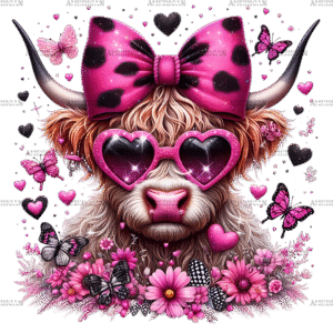 Valentine Highland Cow-2 DTF Transfer