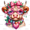 Valentine Highland Cow-3 DTF Transfer
