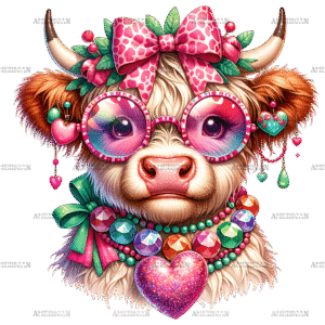 Valentine Highland Cow-3 DTF Transfer