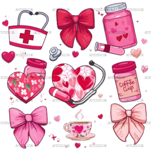 Valentine Nurse Bows DTF Transfer