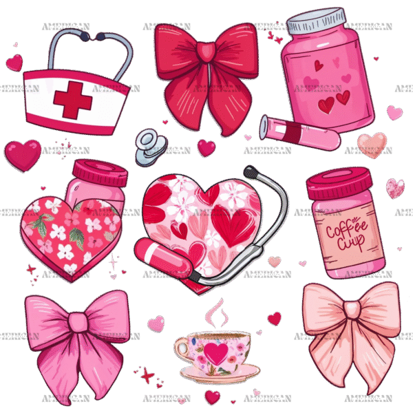 Valentine Nurse Bows DTF Transfer