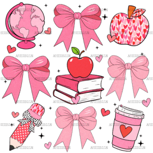 Valentine Teacher Bows DTF Transfer