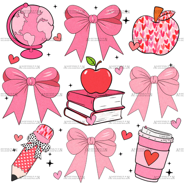 Valentine Teacher Bows DTF Transfer