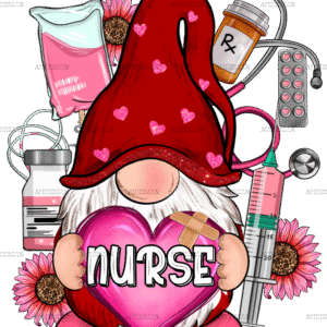 Valentines Day Nurse Gnome DTF Transfer