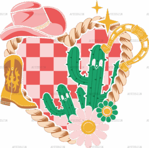 Western Valentines Heart DTF Transfer