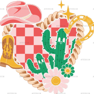 Western Valentines Heart DTF Transfer