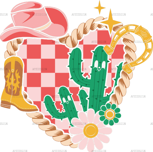 Western Valentines Heart DTF Transfer