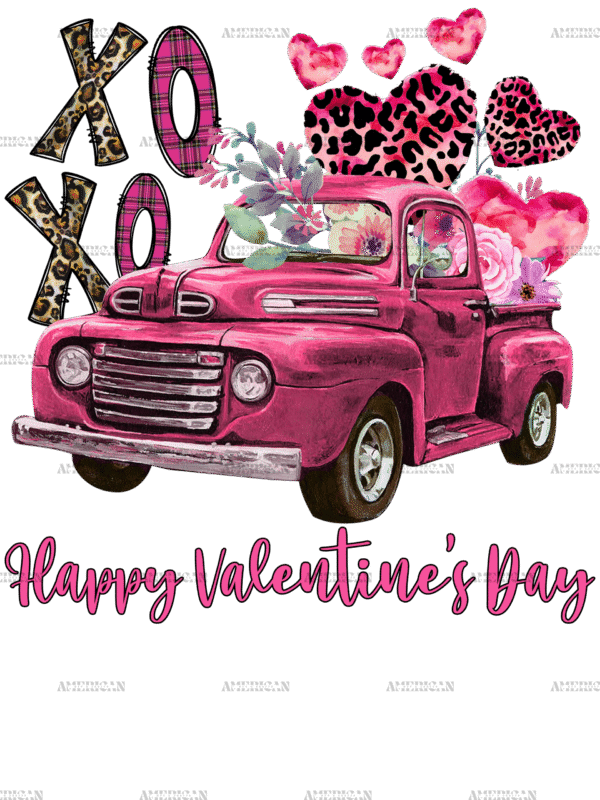Xoxo Happy Valentines Day Truck DTF Transfer