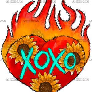 Xoxo Heart Flames DTF Transfer